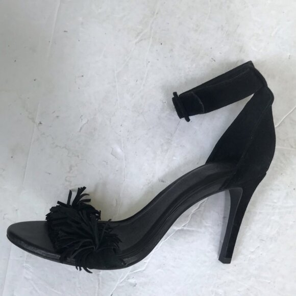 Joie Pippi Ankle Strappy Fringe Buckle Suede Heels Sandals Shoes Open Toe Goth 8 - Picture 3 of 15